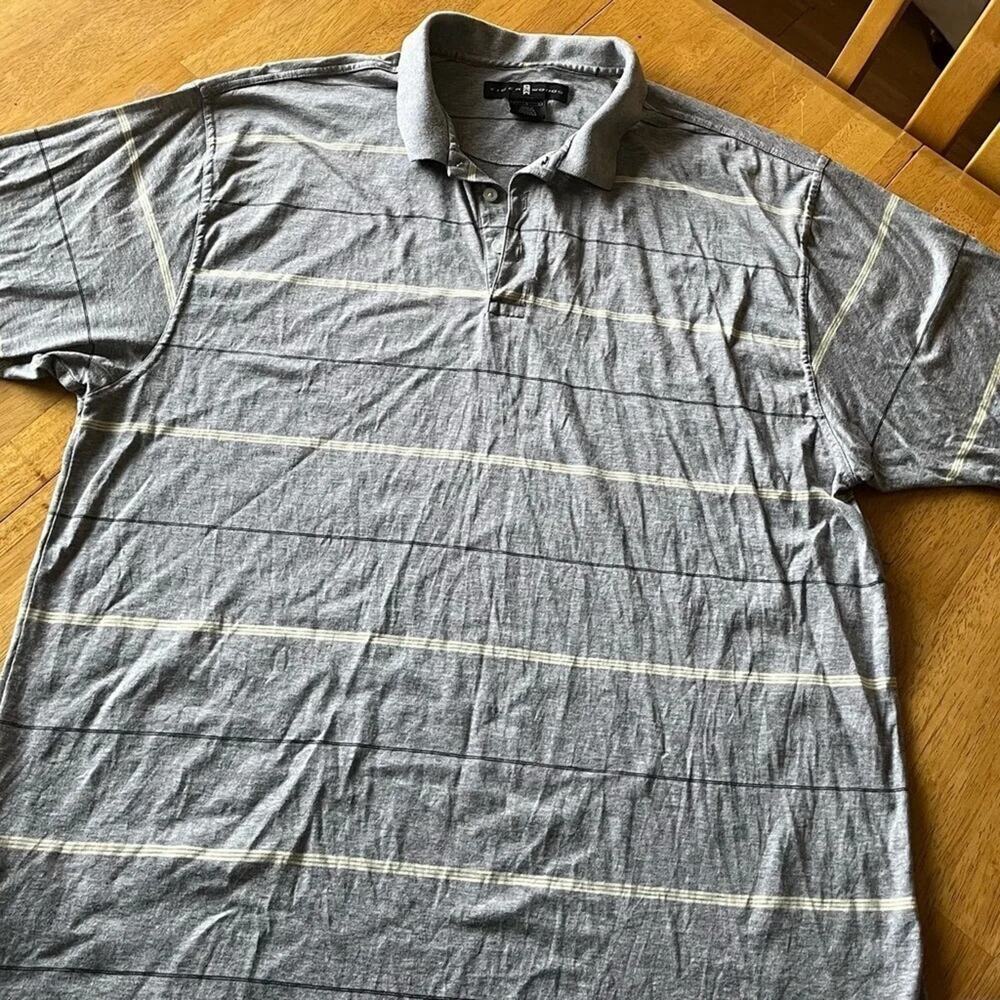 Tiger Woods striped polo shirt, size Large